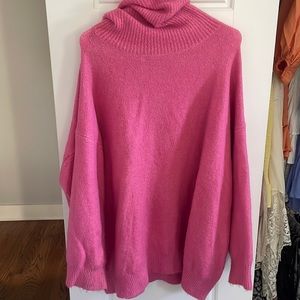 Topshop oversized hot pink turtleneck sweater